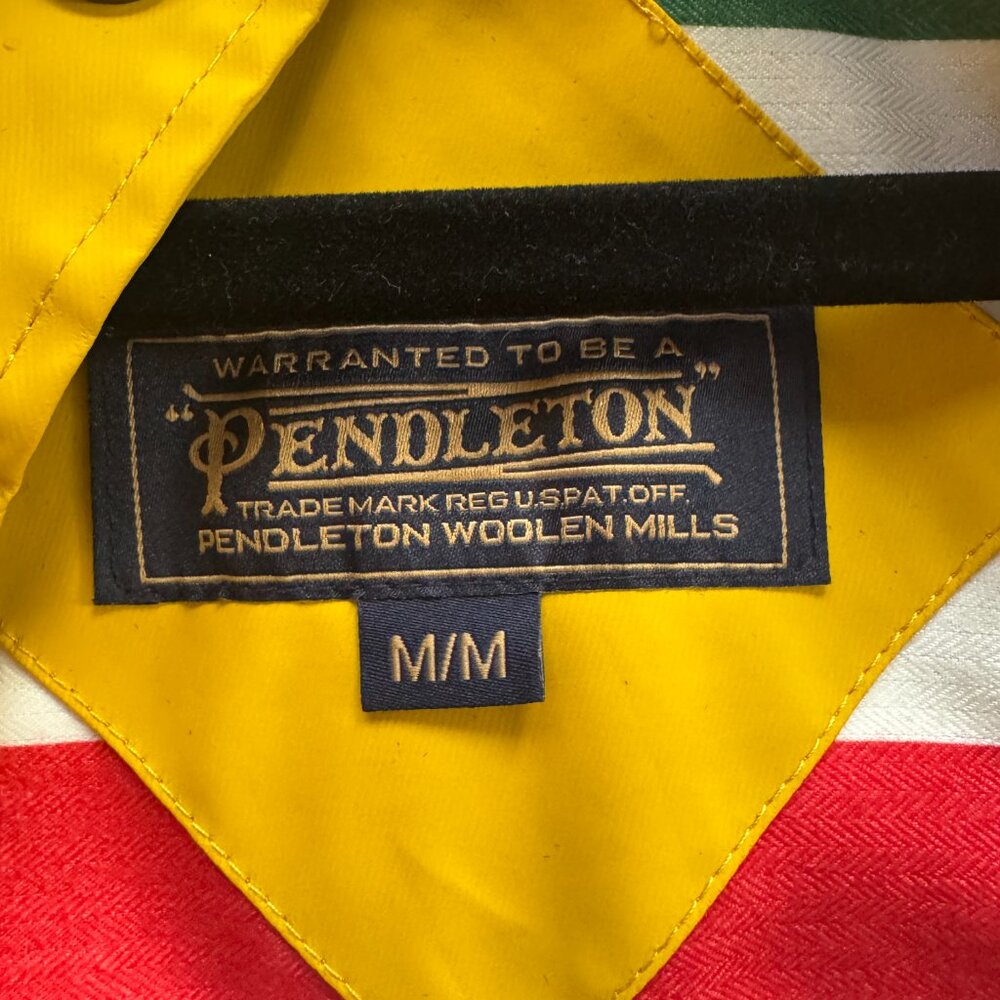 Pendleton Astoria Rain Jacket M Yellow Hooded Coat Waterproof Lined Stripe Parka - Picture 2 of 15